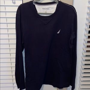 Nautica Long-Sleeve Navy Tee Large 100% Cotton
